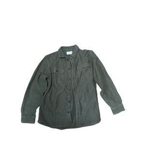 Everlane Womens Heavyweight Flannel Shirt Jacket Olive Green Cotton Shacket L